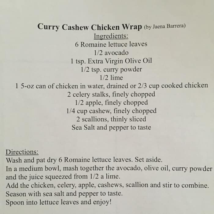 Curry Cashew Chicken Wrap Recipe