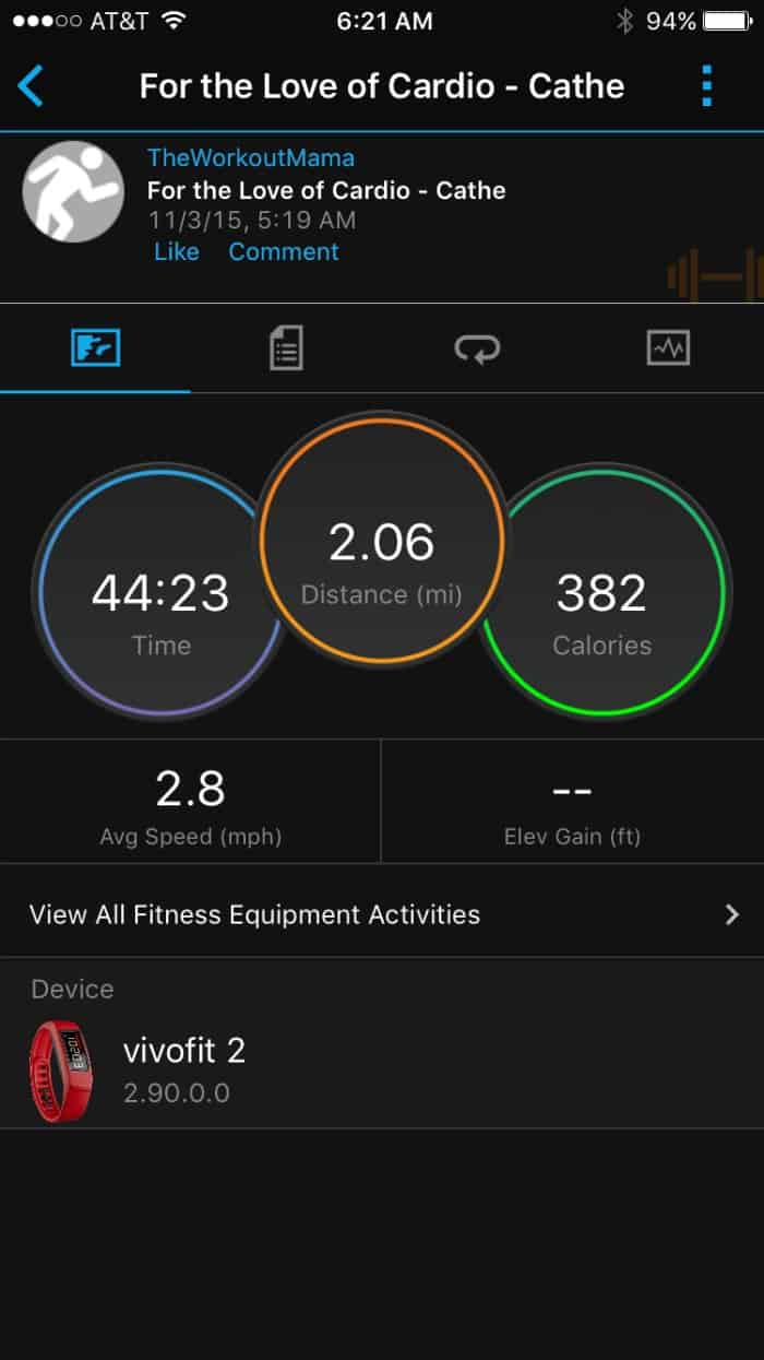 Garmin's vívofit 2 Activity Tracker Screenshot