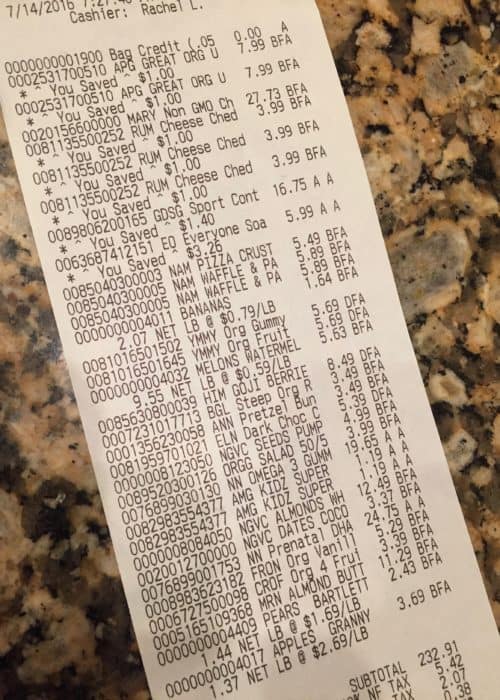 Natural Grocers Shopping Trip Receipt